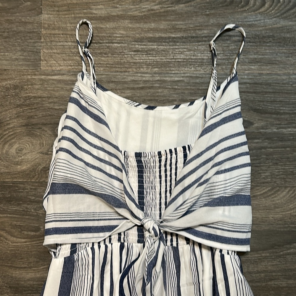 Wrangler Striped Jumpsuit Romper White Blue Lightweight Spaghetti Straps XL - Picture 6 of 12
